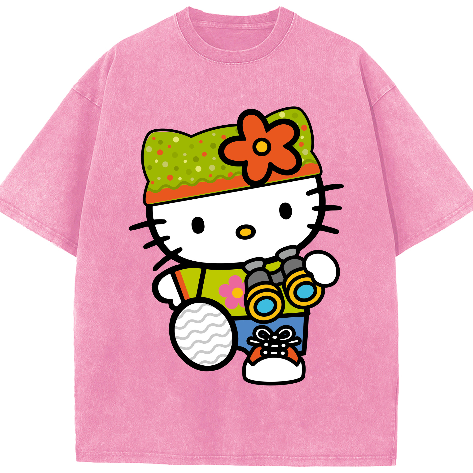 （画像用） Hello Kitty ハローキティ 綿100% ヴィンテージ風 半袖Tシャツ（フロントプリント）